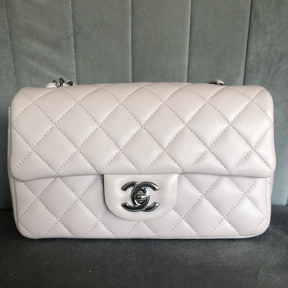 Lavender light purple Chanel Mini rectangular lambskin